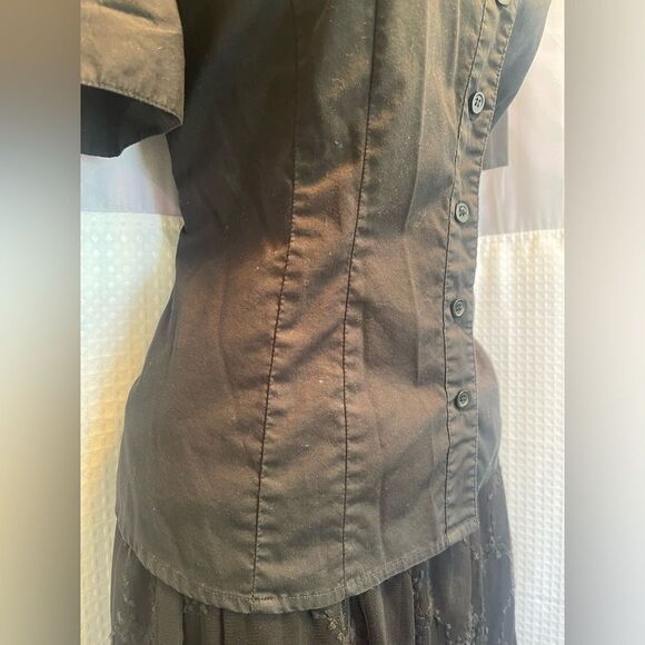 AB Studio Vintage Style Button down top Corporate Goth - Picture 3 of 8